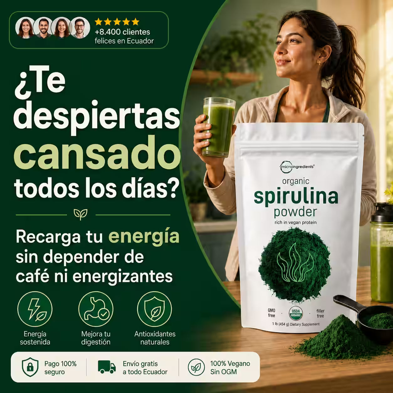 Espirulina orgánica en polvo Micro Ingredients
